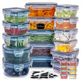 24-Pièces Boîtes de Conservation Alimentaire Hermétiques – Lot de Boîtes Transparentes avec Couvercles à Clips pour Cuisine, Frigo & Placards