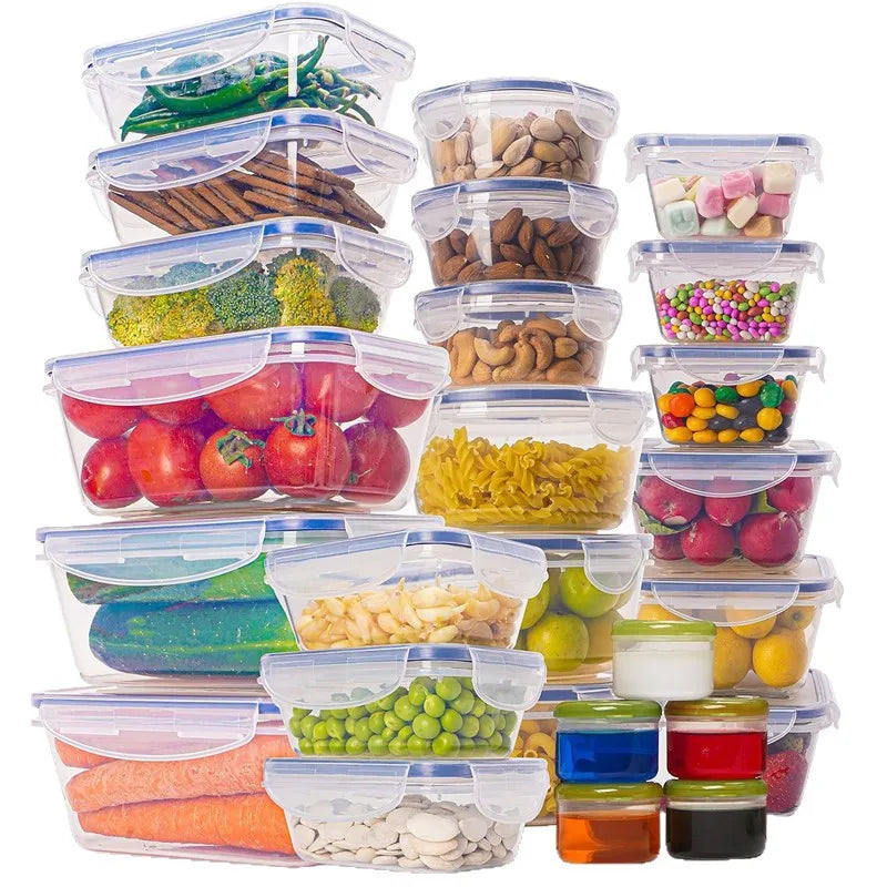 24-Pièces Boîtes de Conservation Alimentaire Hermétiques – Lot de Boîtes Transparentes avec Couvercles à Clips pour Cuisine, Frigo & Placards