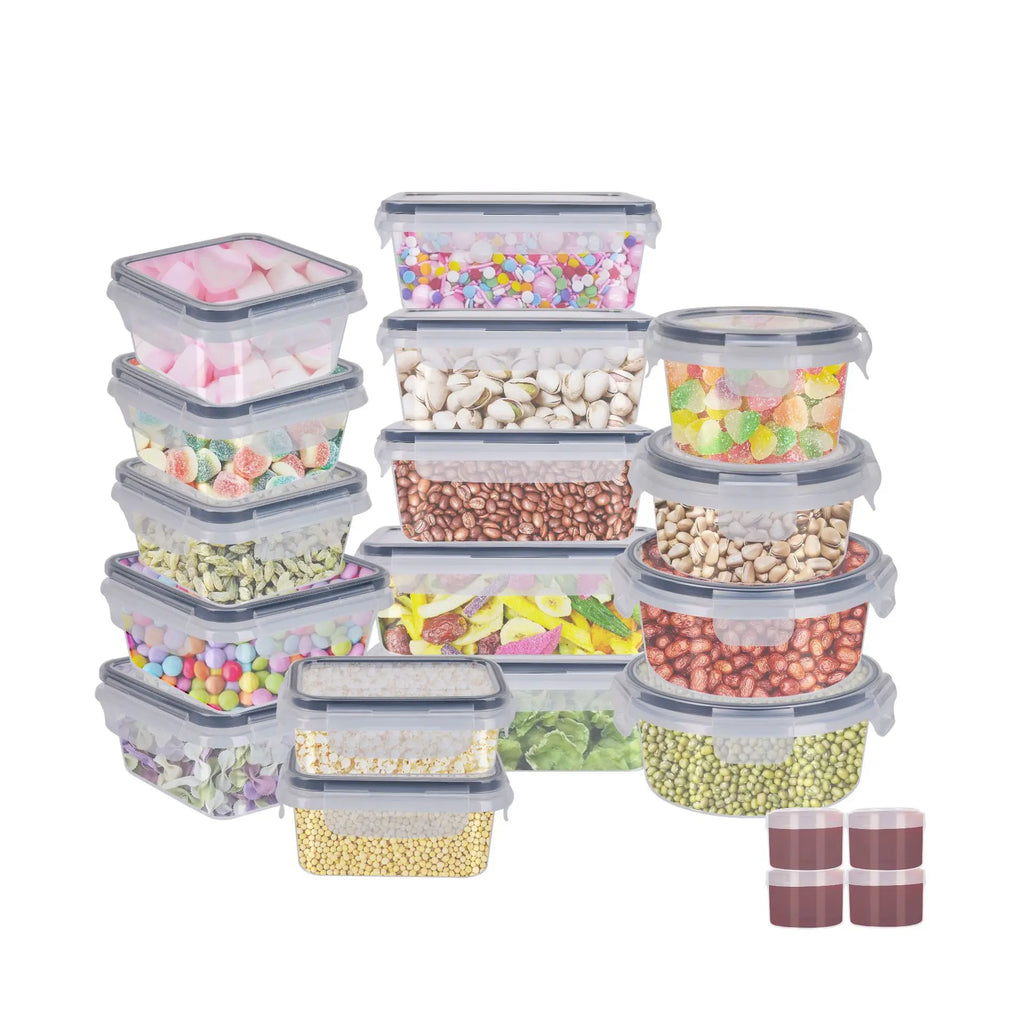 24-Pièces Boîtes de Conservation Alimentaire Hermétiques – Lot de Boîtes Transparentes avec Couvercles à Clips pour Cuisine, Frigo & Placards