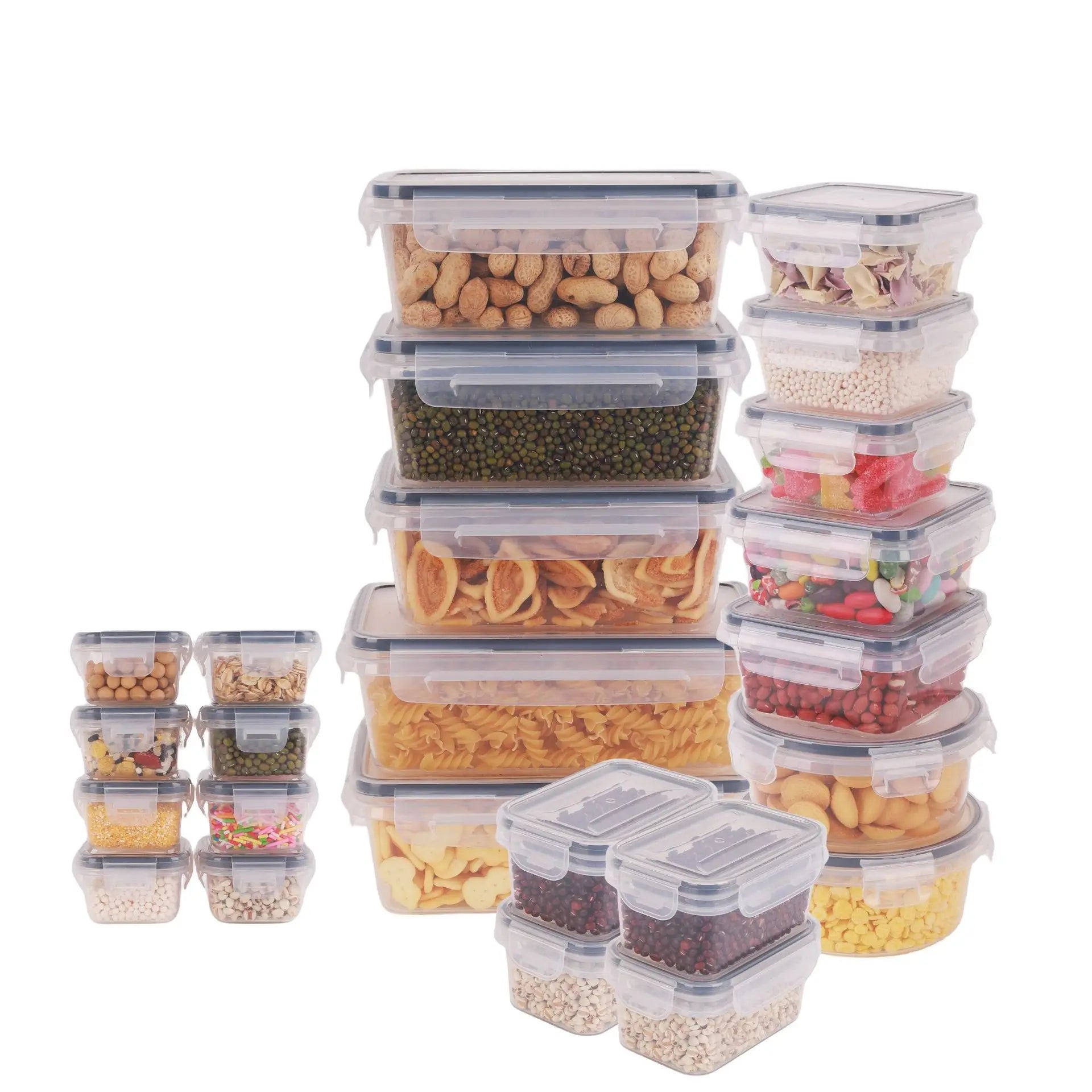 24-Pièces Boîtes de Conservation Alimentaire Hermétiques – Lot de Boîtes Transparentes avec Couvercles à Clips pour Cuisine, Frigo & Placards